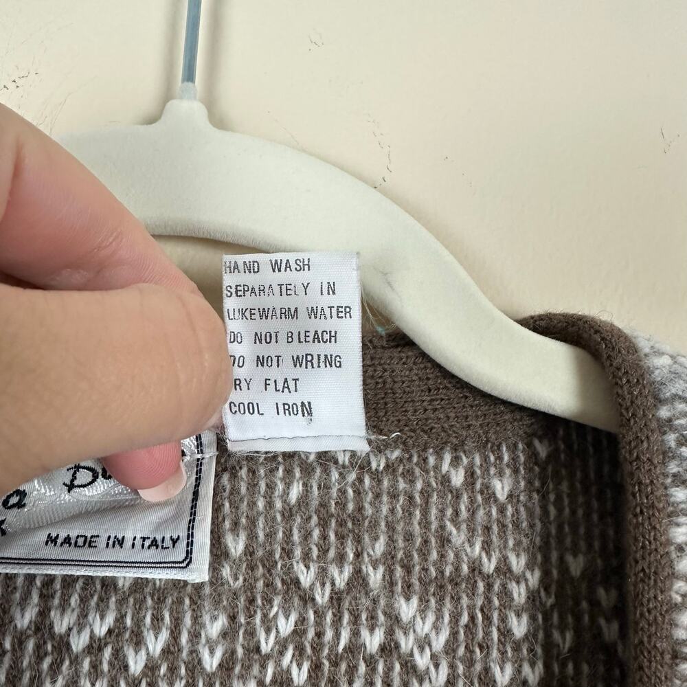 Maglia Donna Italy Wool Angora Cardigan Sweater Brown Size M Euro Chic Layer 90s - Picture 7 of 8